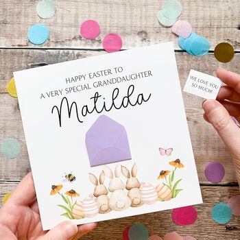 Personalised Easter Card For Child, Bunny Family, For Daughter, Son, Granddaughter, Grandson Etc, 3 of 6