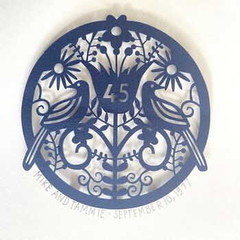 Personalised 45th Sapphire Anniversary Framed Paper Cut, 7 of 12