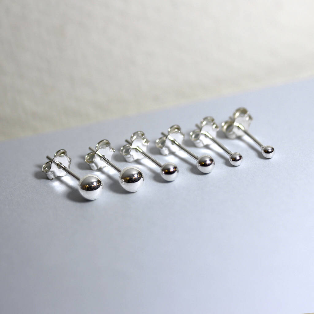 Sterling Silver Ball Stud Earrings Set 2mm 3mm 4mm By jewellerybox ...