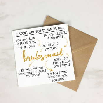 Personalised Be My Bridesmaid/Bridesman Wedding Card, 3 of 7