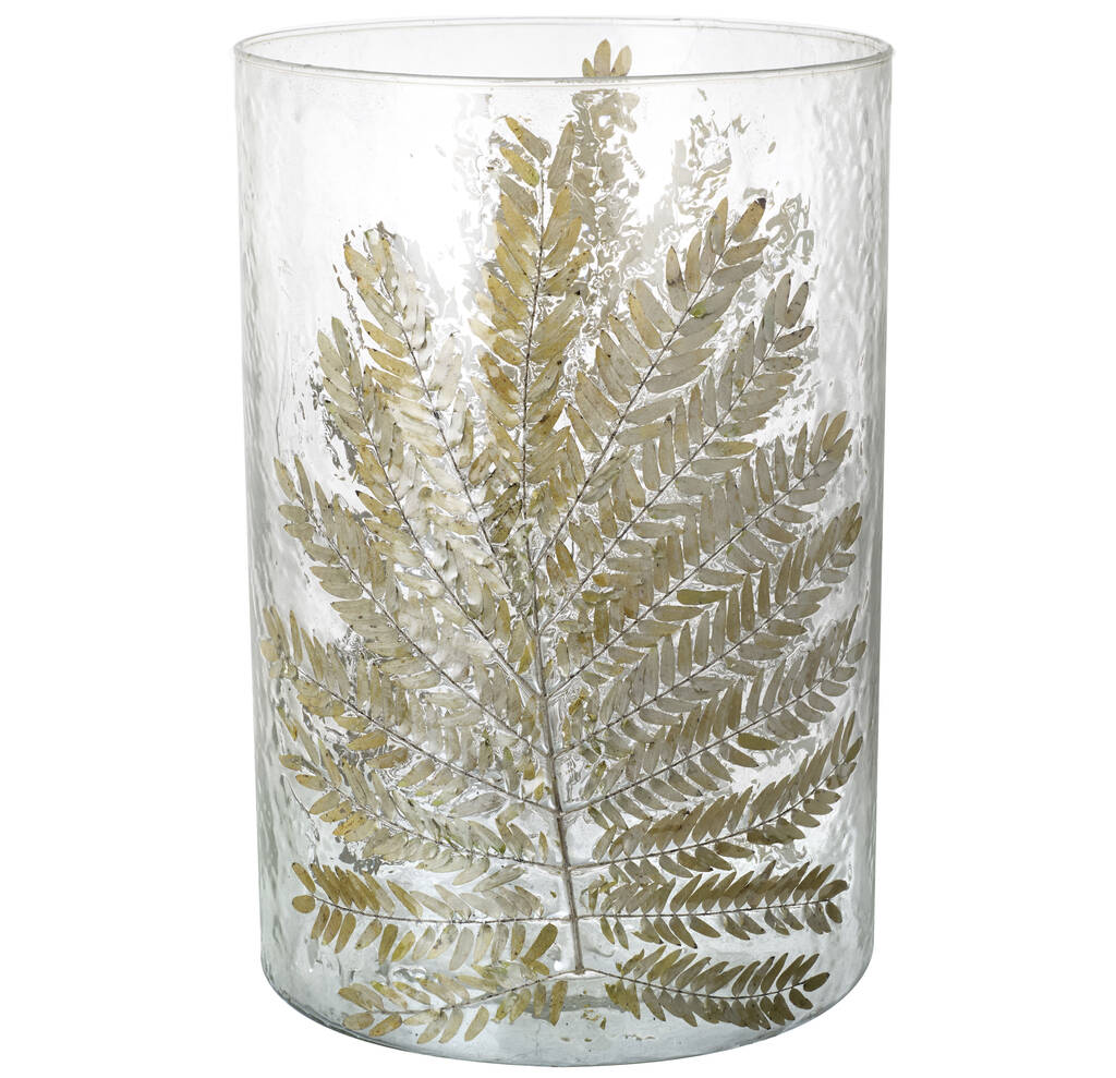 Fern Leaf Glass Hurricane Vase By Ella James