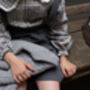 Dark Grey Textured Cotton Canela Handmade Skirt, thumbnail 3 of 4