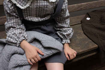 Dark Grey Textured Cotton Canela Handmade Skirt, 3 of 4