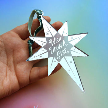 Wish Upon A Star Christmas Star Tree Decoration, 2 of 6