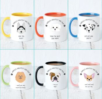 Personalised 'Worlds Best Dog Mum' Dog Breed Mug, 6 of 12