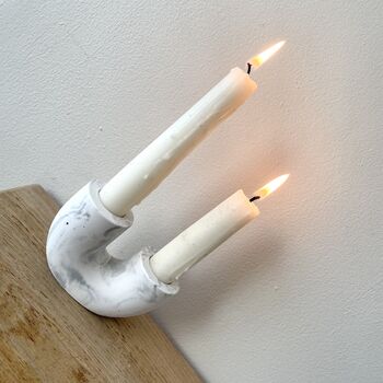 Concrete U Shaped Double Candlestick Holder, 4 of 5