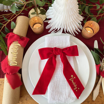 Luxury Personalised Velvet Bow For Table Setting, 7 of 7