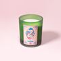 Pisces Zodiac Illustration Frosted Green Scented Candle, thumbnail 2 of 3