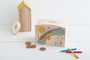 Personalised Rainbow And Clouds Money Pot, 3 of 4