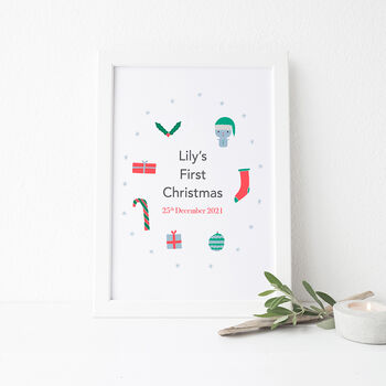 Personalised First Christmas Baby Print, 8 of 9