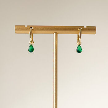 Gold And Green Teardrop Hinged Huggie Earrings, 6 of 9