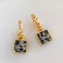 Square Dalmatian Jasper Gold Plated Gemstone Earrings, thumbnail 6 of 6