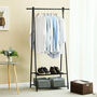 Two Tier Black Storage Shelf Clothes Coat Rack Stand, thumbnail 1 of 6