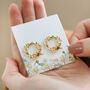 Flower And Enamel Bee Stud Earrings In Gold Plating, thumbnail 2 of 4