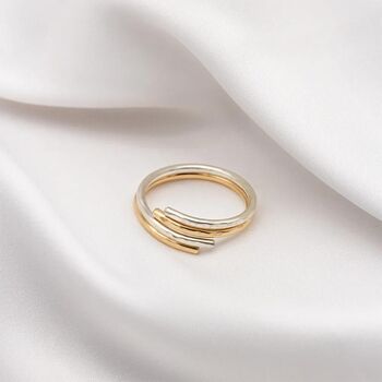 Intertwined Gold And Silver Hammered Rings, 2 of 3