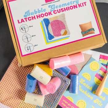 Bubble Geometry Latch Hook Cushion Craft Kit, 5 of 5