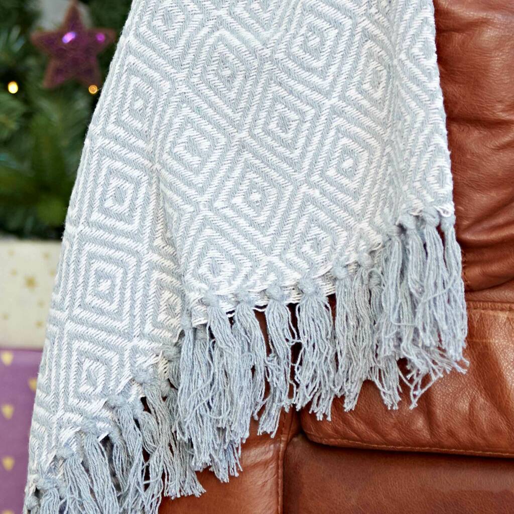 Recycled Cotton Woven Diamond Throw By Paper High