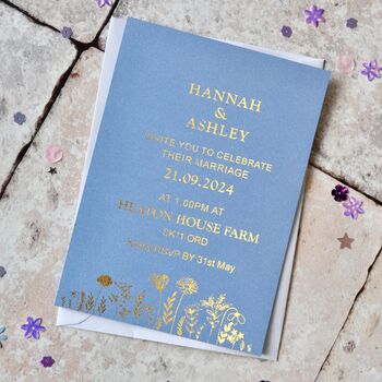 Gold Foil Floral Wedding Invitation, 2 of 4