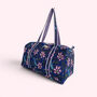 Blue And Purple Floral Print Weekend Duffle Bag, thumbnail 4 of 4