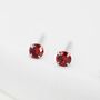 Sterling Silver January Birthstone Garnet Cz Stud Earrings, thumbnail 1 of 11
