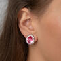 Pink Swarovski Crystal Teardrop Stud Earrings, thumbnail 2 of 6