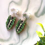 Bright Alocasia Leaf Plant Earrings, thumbnail 3 of 12