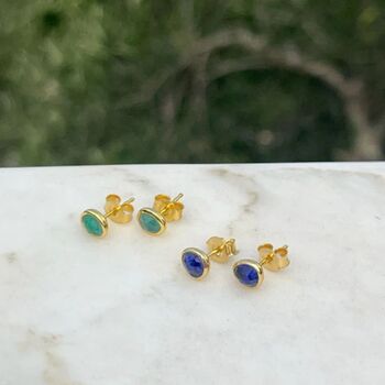 Sapphire And Gold Vermeil Gemstone Stud Earrings, 4 of 5