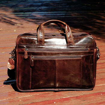 Genuine Leather Briefcase With Zip Pockets, 2 of 12