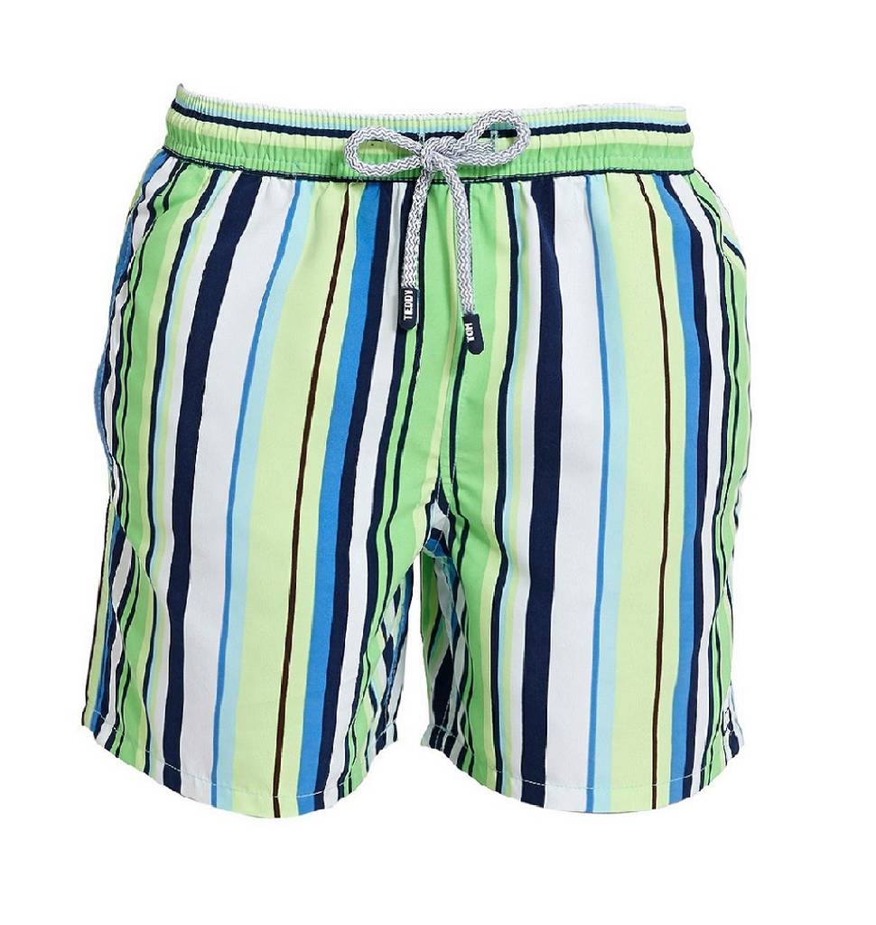 Boy's Green Stripe Swimming Shorts By Tom and Teddy