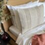 Oblong, Natural, Hemp, Neutral, Woven, Grain Sack, Striped Cushion With Cotton Reverse Brown Multi Stripe Duo Plus Right Edge, thumbnail 1 of 5
