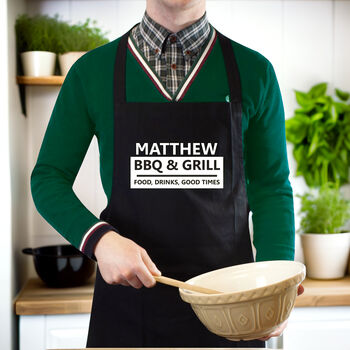 Personalised BBQ And Grill Black Apron, 3 of 3