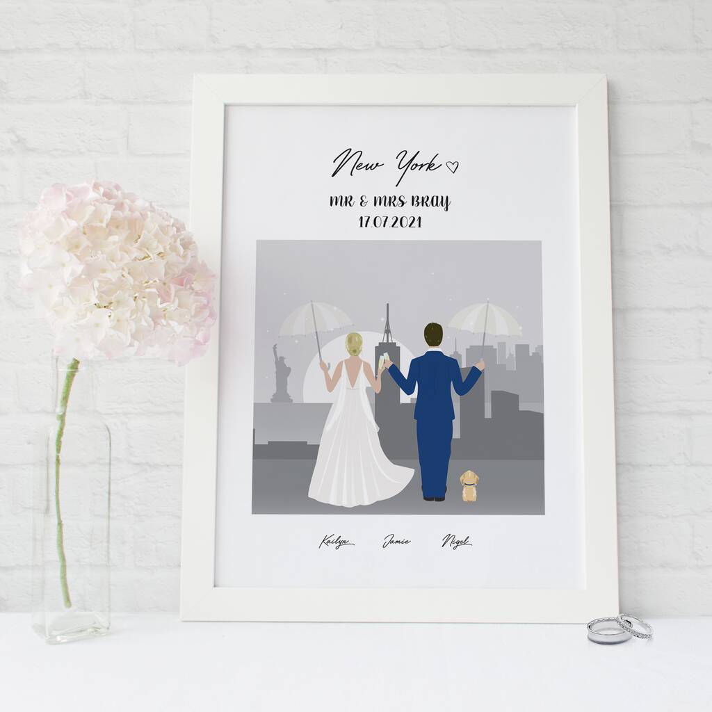 Bride And Groom Portrait Location Print Wedding Gift