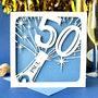 Champagne Bottle Personalised 50th Birthday Card, thumbnail 2 of 4