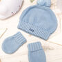 Baby Boy Personalised Bobble Hat And Mittens Gift Set, thumbnail 10 of 12