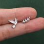 Sterling Silver Dove And Olive Branch Stud Earrings, thumbnail 4 of 10