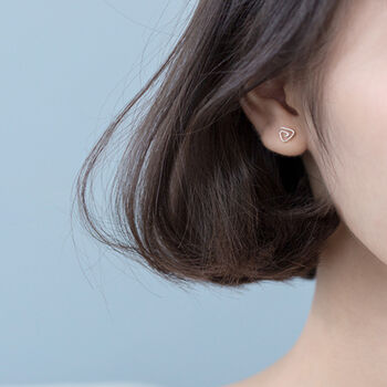 Sterling Silver Triangle Spiral Stud Earrings, 2 of 6