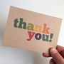 Set Of 12 Colourful Thank You Postcard Note Cards, thumbnail 5 of 8