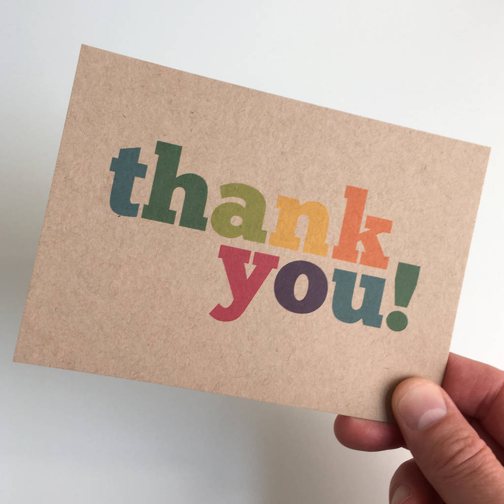 Set Of 12 Colourful Thank You Note Cards