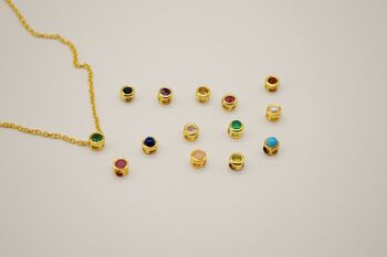 Initial Birthstone Pendant Necklace, 16' Gold Chain, 6 of 6