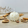 White Carved Pumpkin Candle And Halloween Decoration, thumbnail 1 of 8