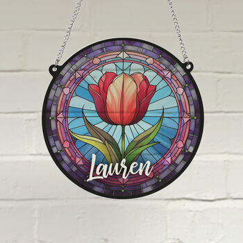 Tulip Personalised Stained Glass Effect Suncatcher, 3 of 7