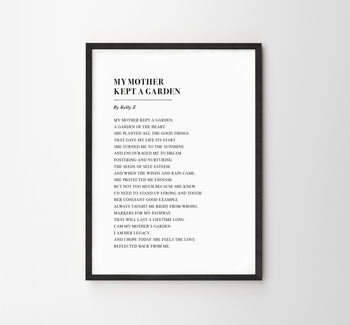 My Mother Kept A Garden Personalised Poem Print, 8 of 11