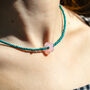 Turquoise Bead And Rose Quartz Flower Necklace, thumbnail 3 of 3
