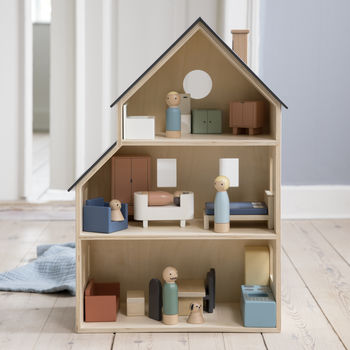 Scandi Wooden Dolls House And Furniture, 4 of 8