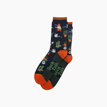 Garden Gnomes Bamboo Socks In Navy Blue, 3 of 4