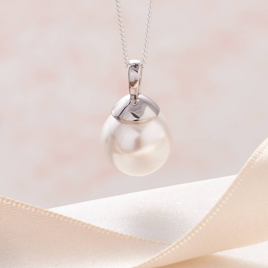 Pearl Pendant Necklace In Silver, 1 of 8