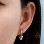 Mother Of Pearl Huggie Hoop Earrings In Sterling Silver, thumbnail 6 of 10
