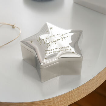 Personalised ‘You’re A Superstar’ Engraved Star Shaped Trinket Box – Thoughtful Gift, 3 of 5