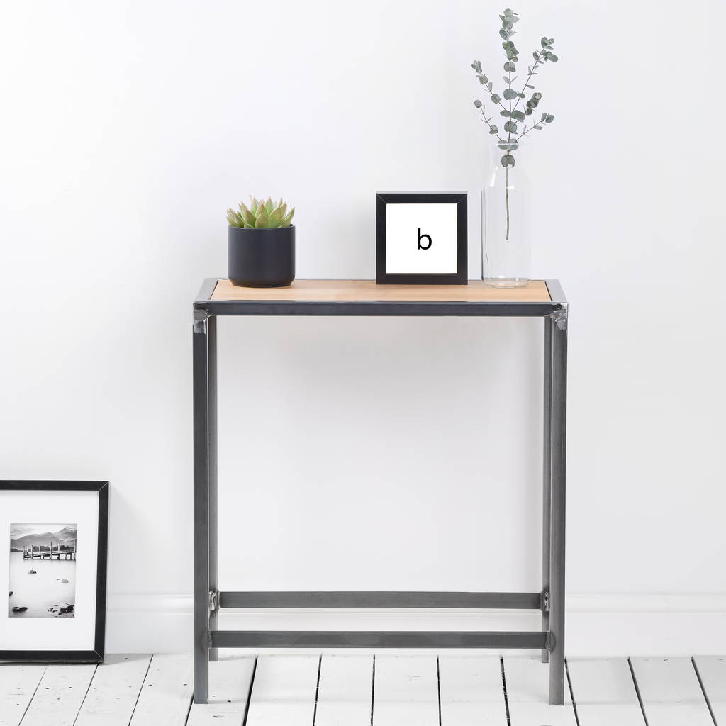 Reclaimed Wood And Steel Industrial Side Console Table By EdgeInspired