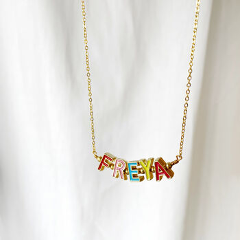 Enamel Letter Personalised Necklace, 3 of 12